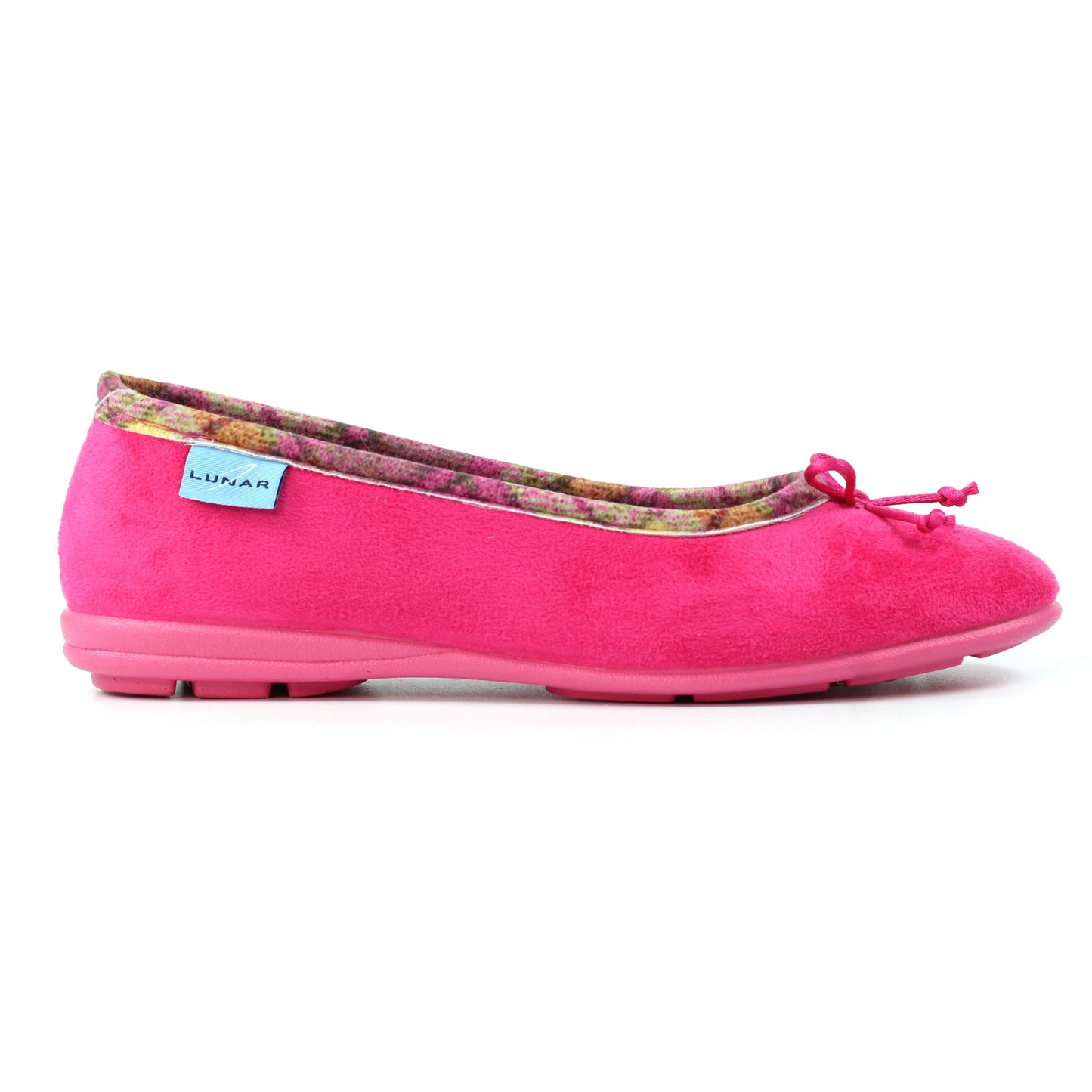 Pink - Back - Lunar Womens-Ladies Bow Slippers