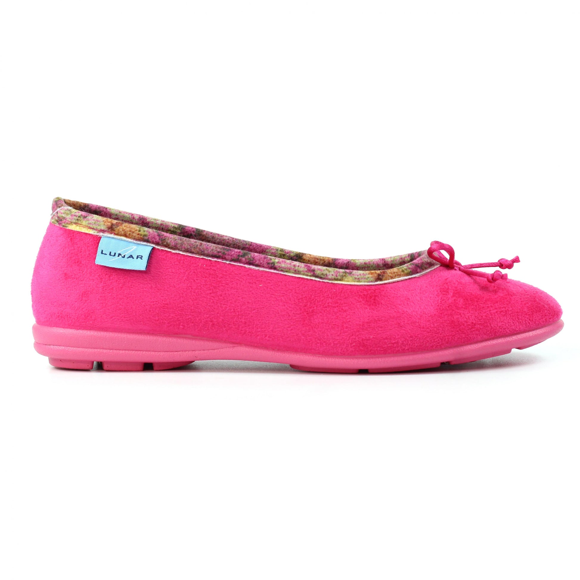 Pink - Back - Lunar Womens-Ladies Bow Slippers
