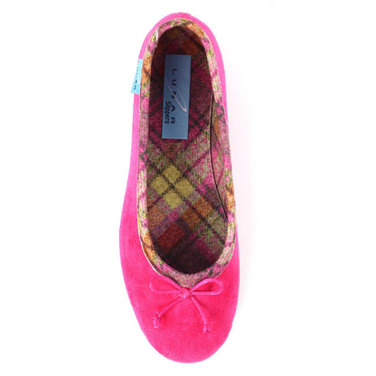 Pink - Pack Shot - Lunar Womens-Ladies Bow Slippers