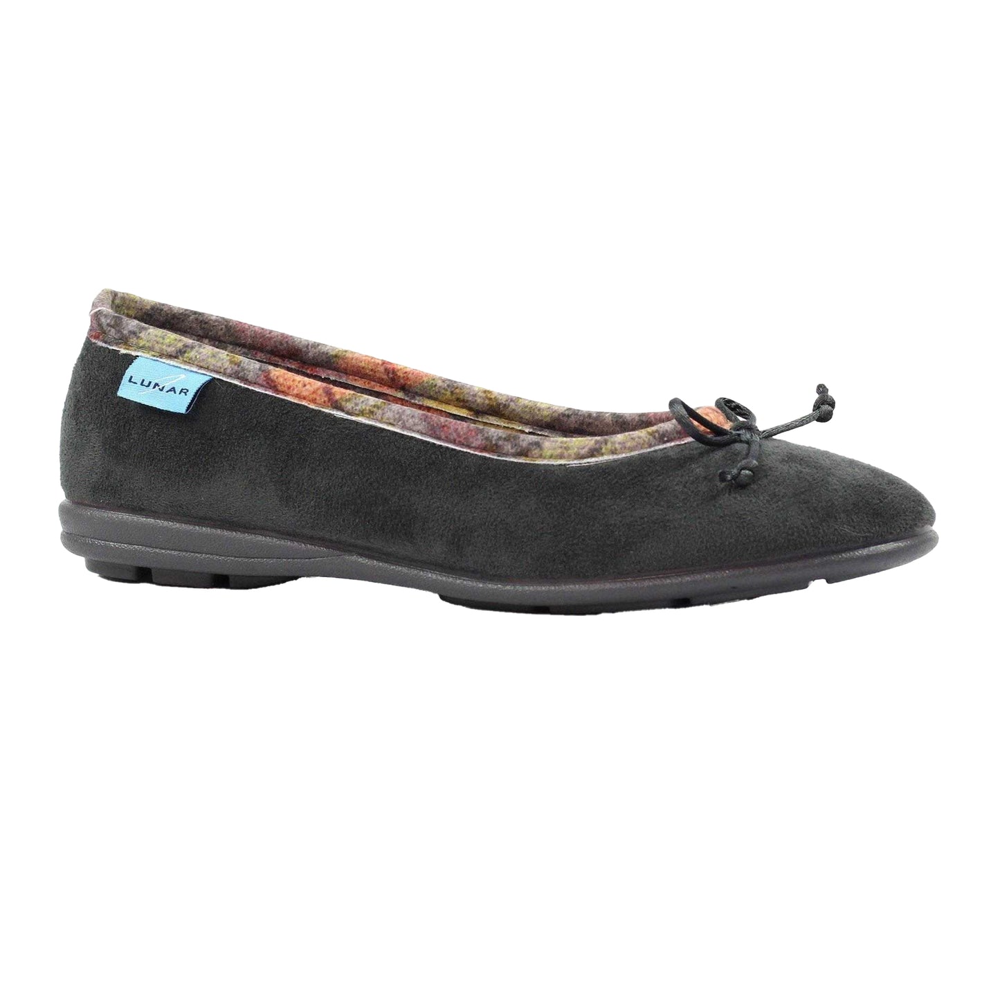 Grey - Front - Lunar Womens-Ladies Bow Slippers