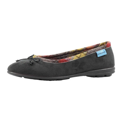 Grey - Side - Lunar Womens-Ladies Bow Slippers