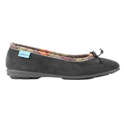 Grey - Lifestyle - Lunar Womens-Ladies Bow Slippers