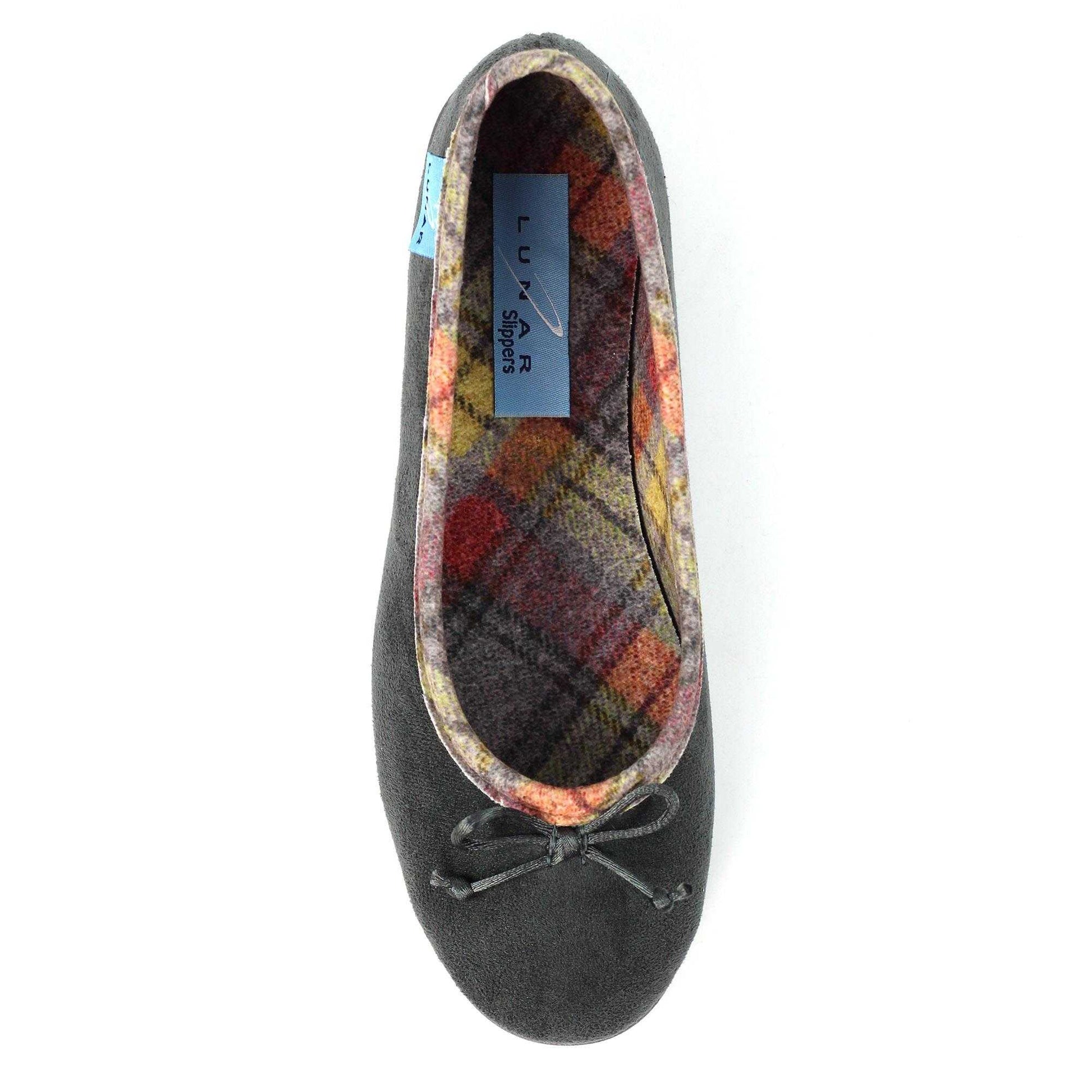 Grey - Pack Shot - Lunar Womens-Ladies Bow Slippers