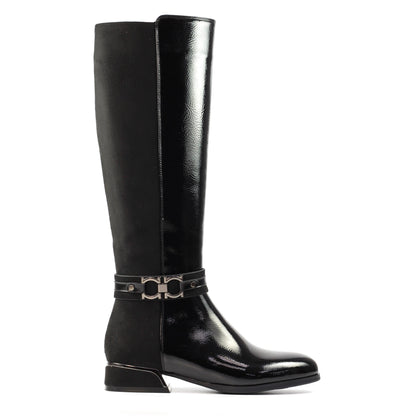 Black - Back - Lunar Womens-Ladies Emma Long Boots