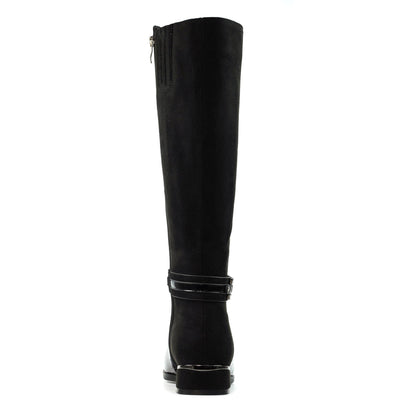 Black - Side - Lunar Womens-Ladies Emma Long Boots
