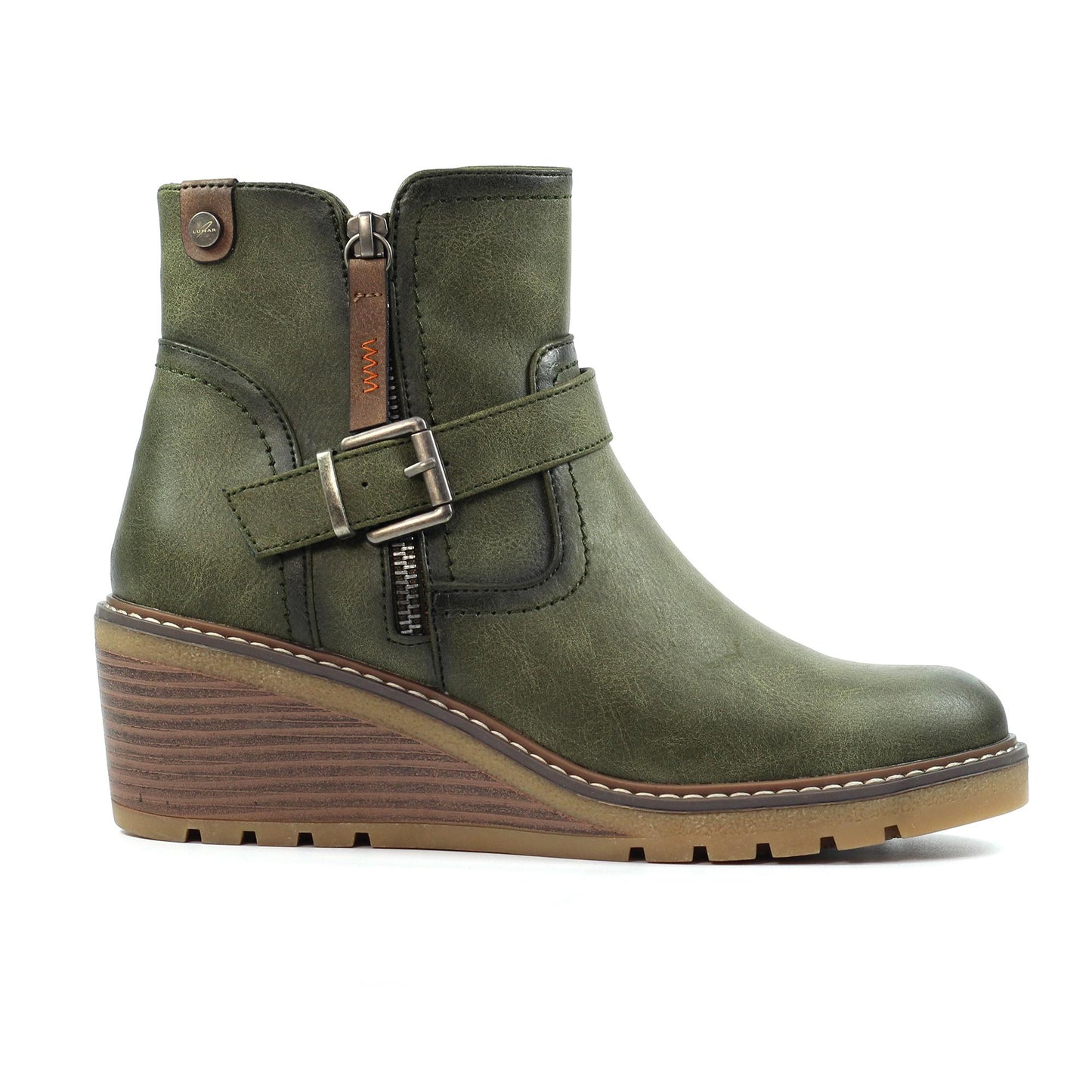 Green - Back - Lunar Womens-Ladies Cruz Ankle Boots