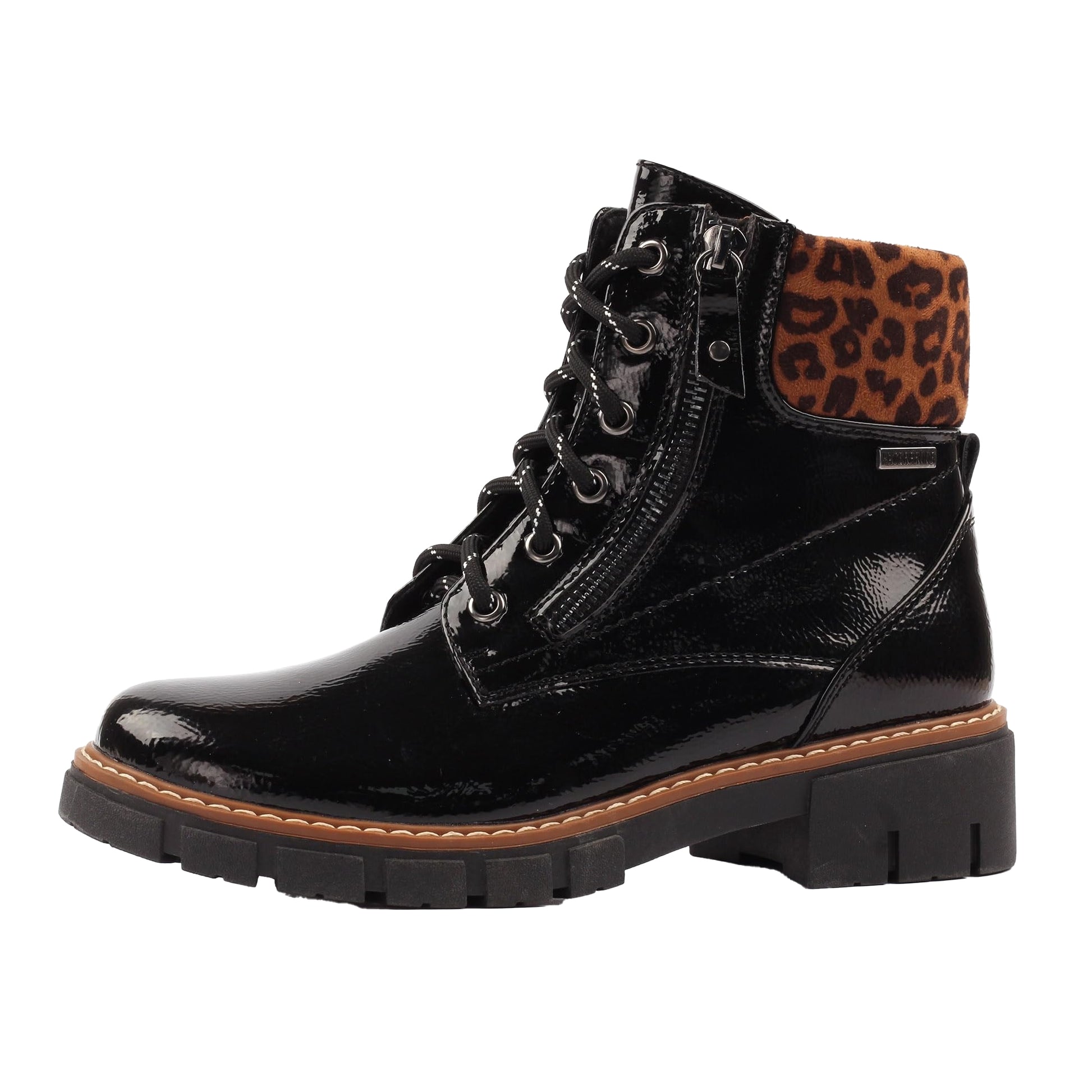 Black - Back - Lunar Womens-Ladies Bowen Patent Waterproof Boots