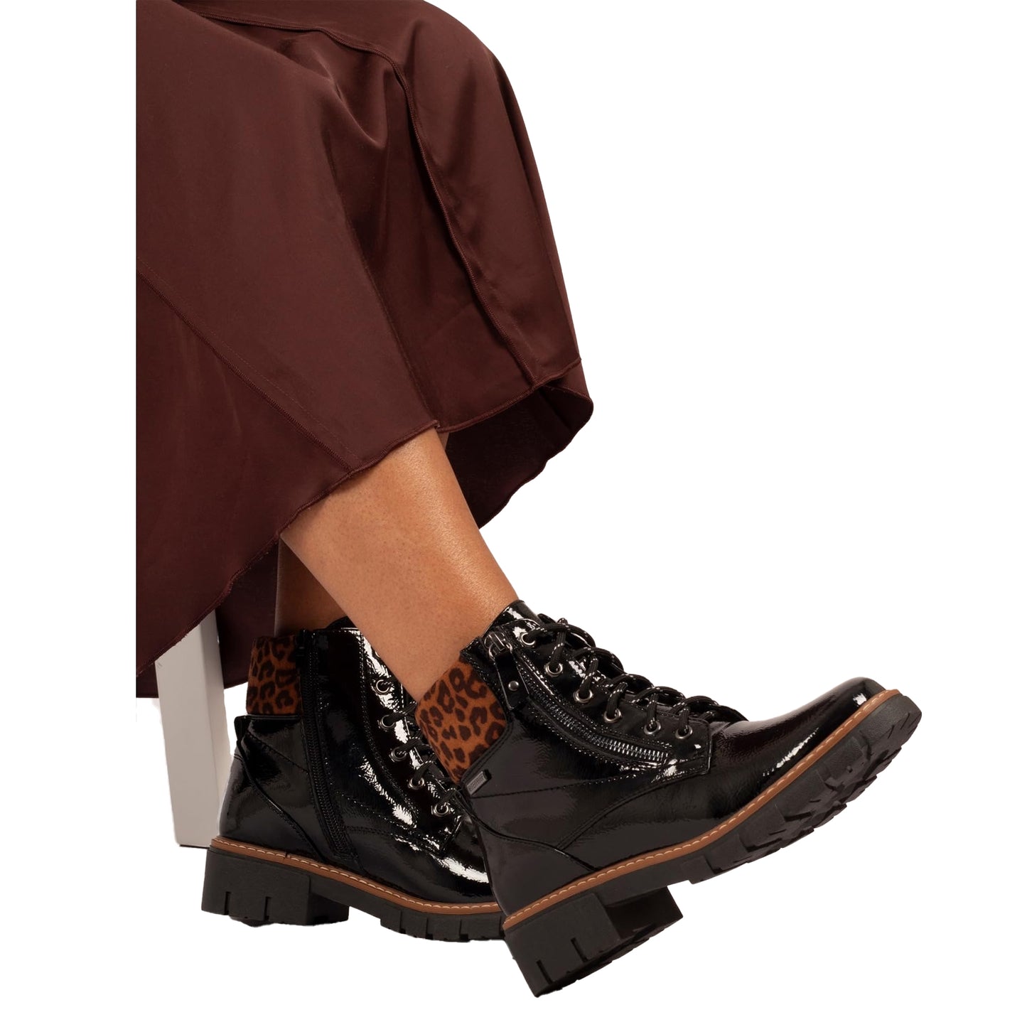 Black - Lifestyle - Lunar Womens-Ladies Bowen Patent Waterproof Boots