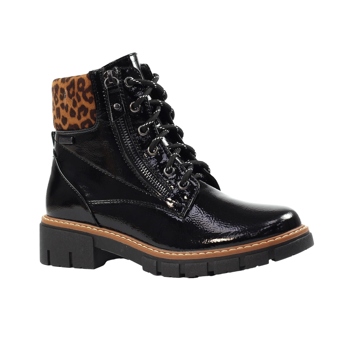 Black - Front - Lunar Womens-Ladies Bowen Patent Waterproof Boots