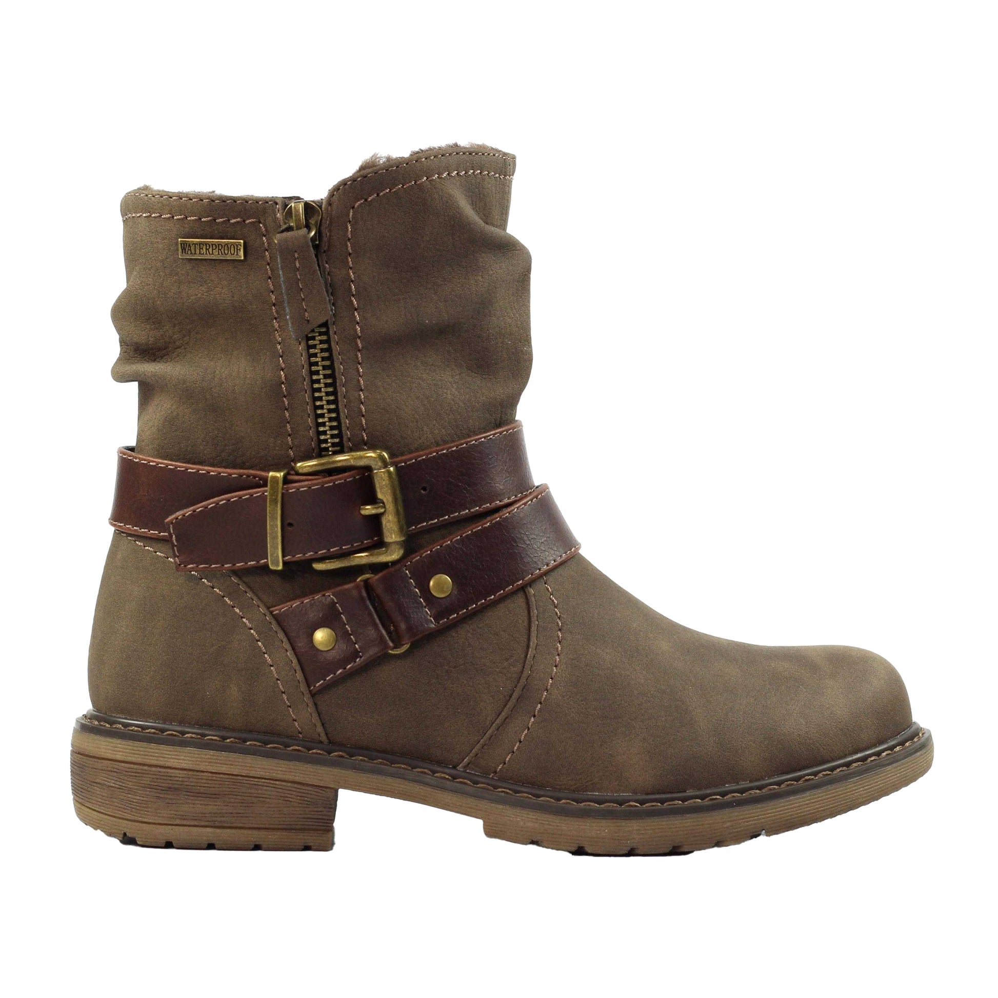 Taupe - Side - Lunar Womens-Ladies Chime III Waterproof Boots