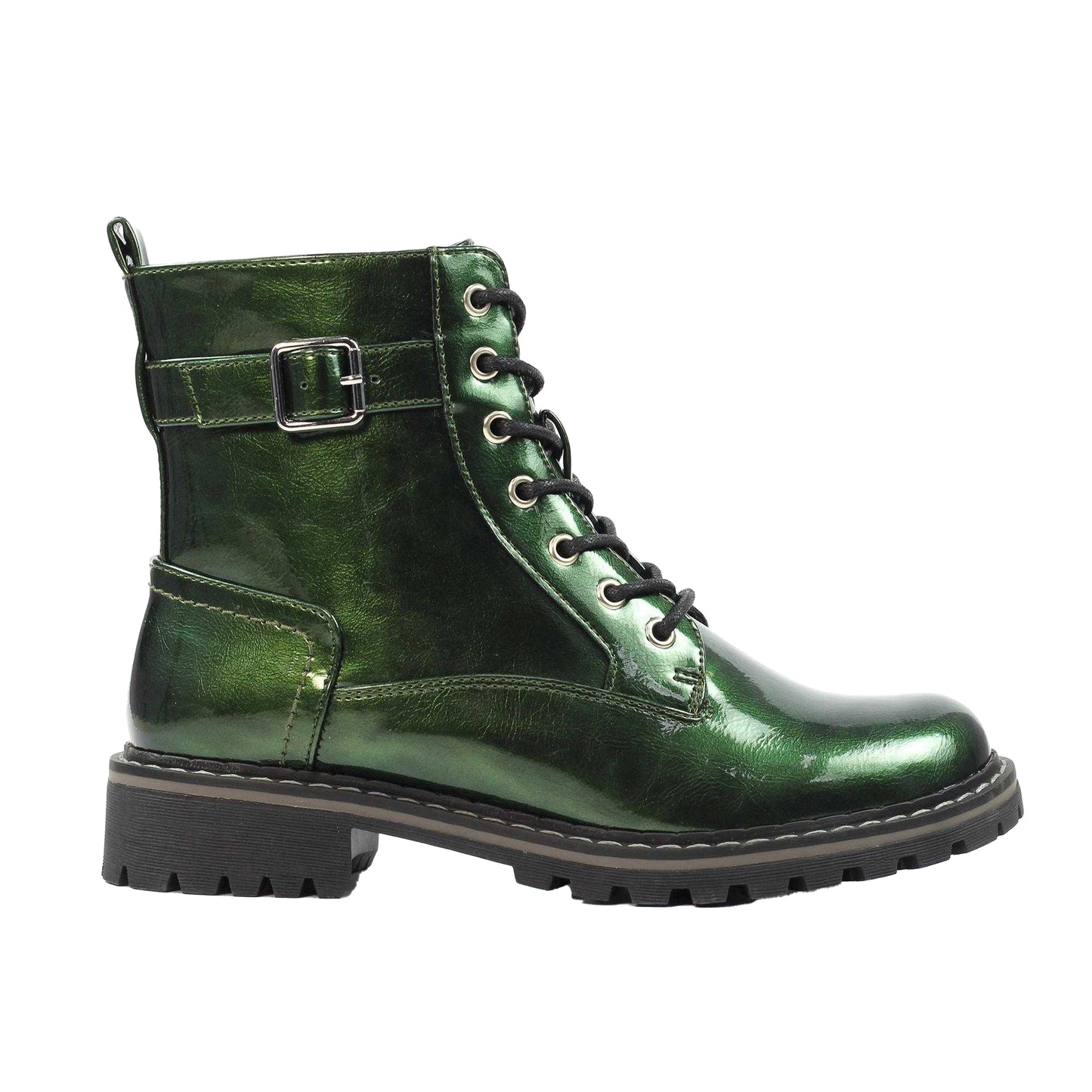 Green - Side - Lunar Womens-Ladies Parlour Patent Ankle Boots