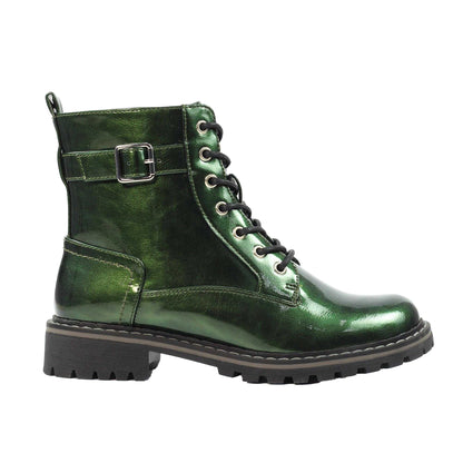 Green - Side - Lunar Womens-Ladies Parlour Patent Ankle Boots
