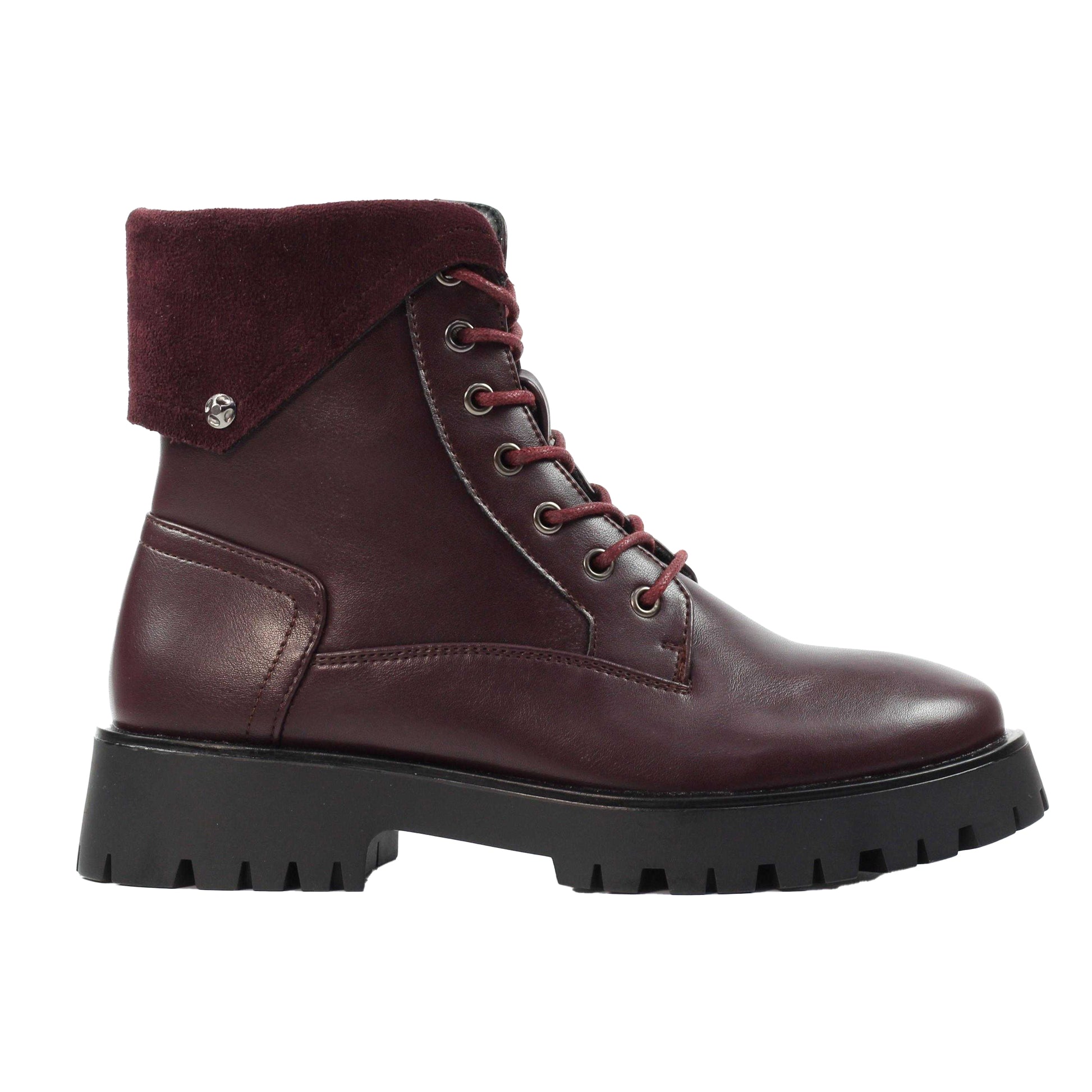Burgundy - Side - Lunar Womens-Ladies Dante Ankle Boots
