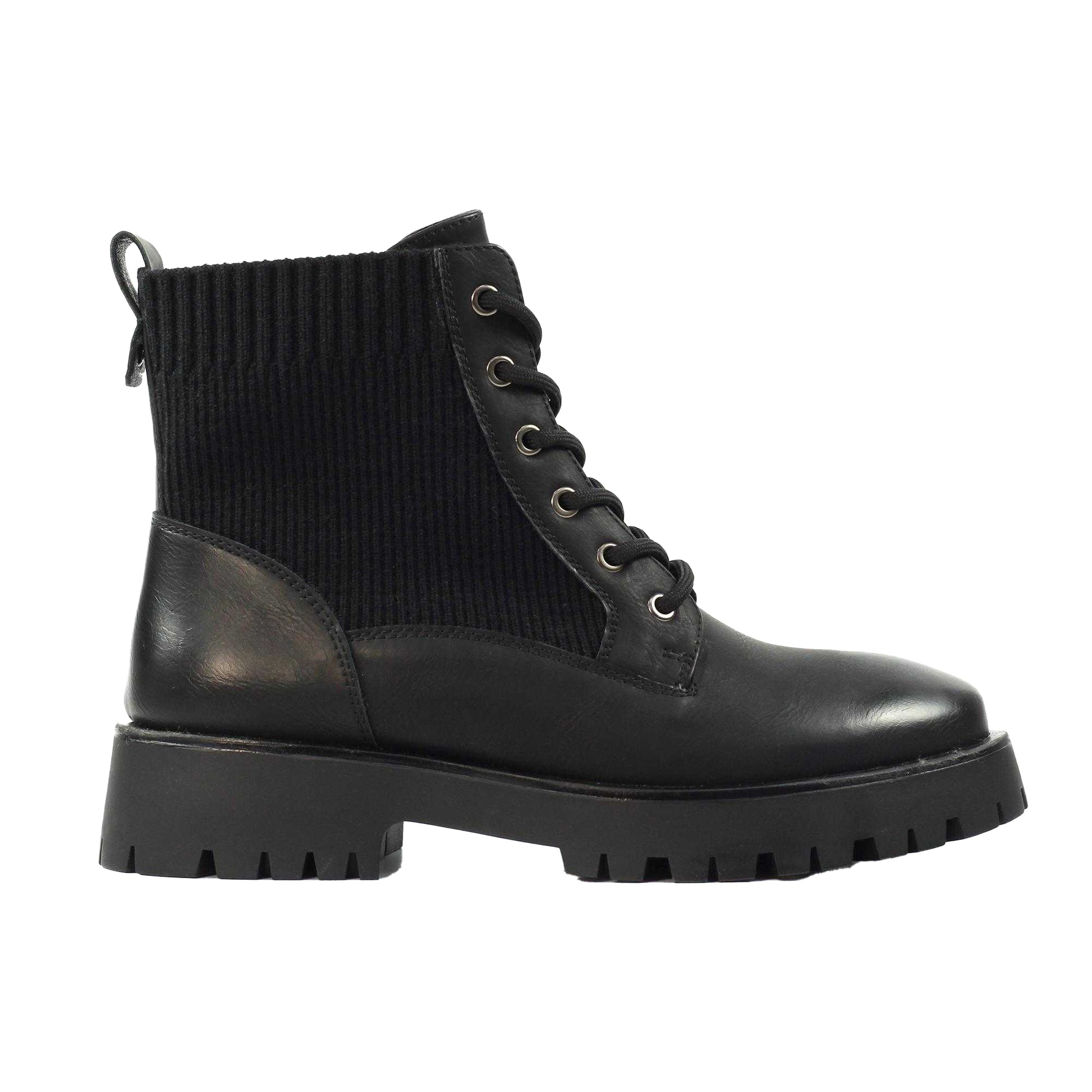 Black - Side - Lunar Womens-Ladies Tetris Ankle Boots