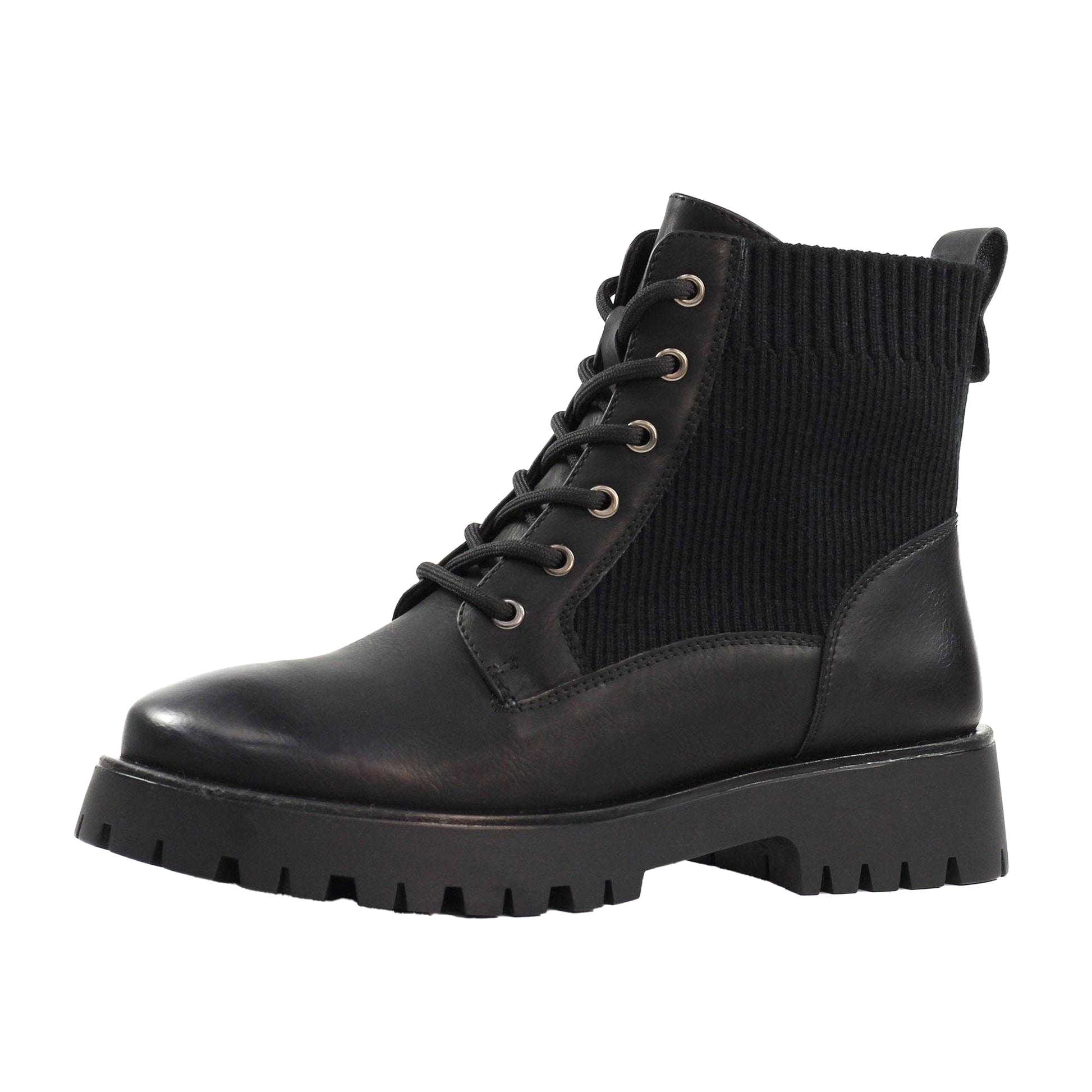 Black - Front - Lunar Womens-Ladies Tetris Ankle Boots
