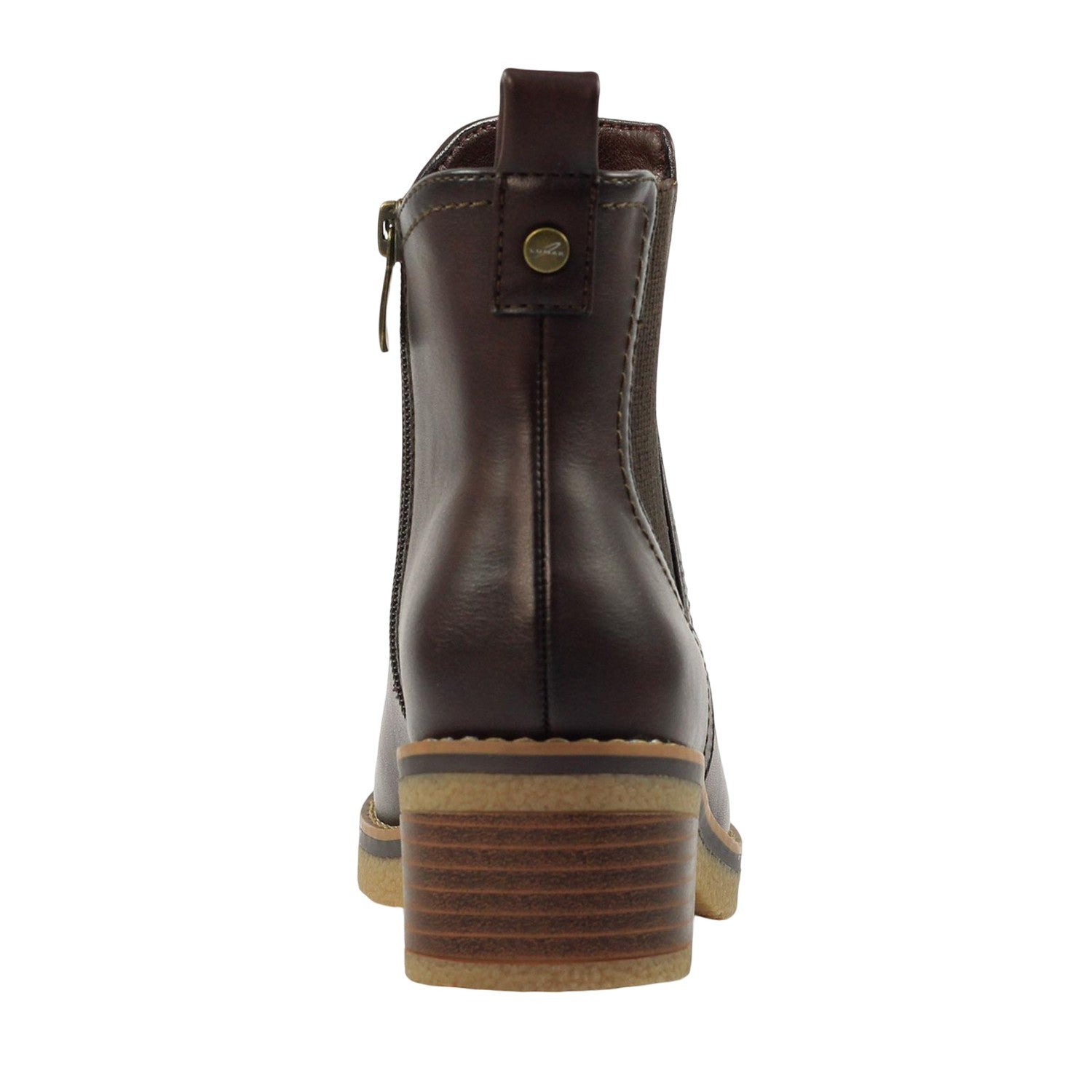Brown - Back - Lunar Womens-Ladies Conrad Ankle Boots