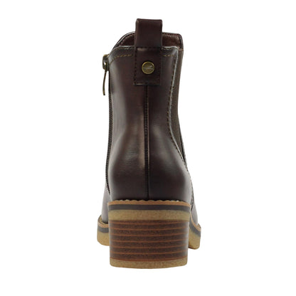 Brown - Back - Lunar Womens-Ladies Conrad Ankle Boots