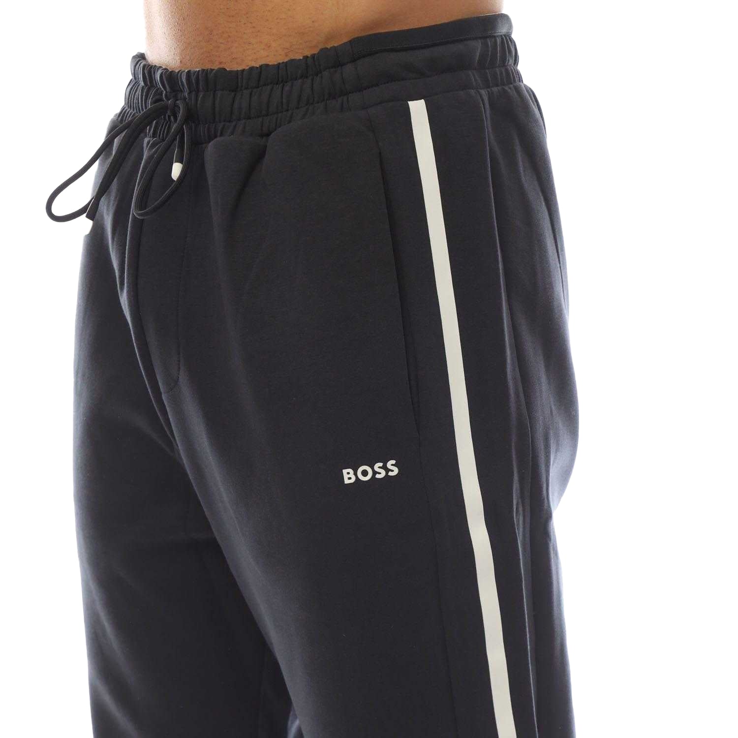 Dark Blue - Back - Boss Mens Hadikonos Contrast Striped Jogging Bottoms