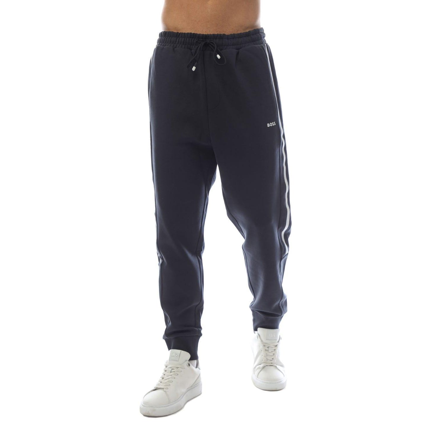 Dark Blue - Front - Boss Mens Hadikonos Contrast Striped Jogging Bottoms