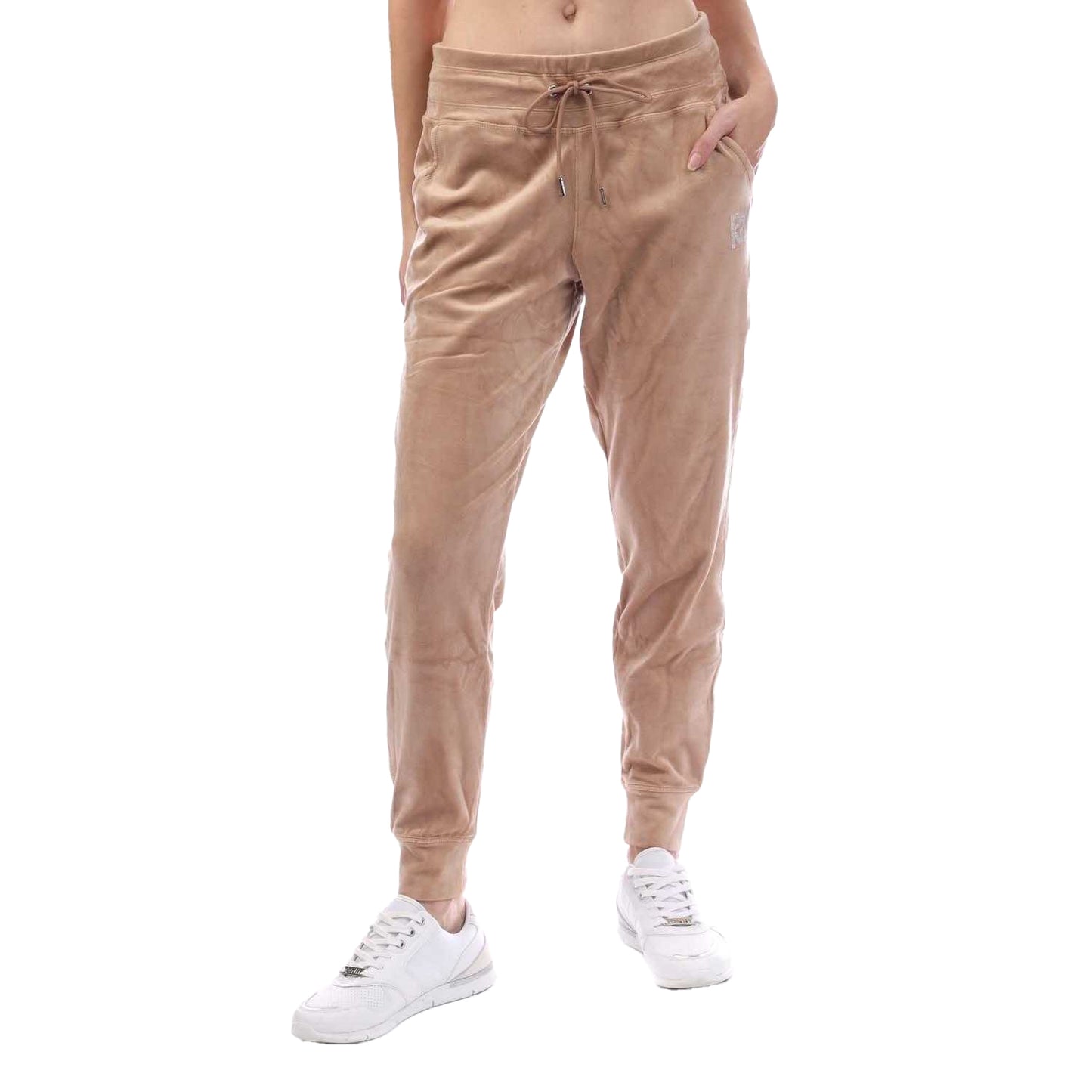 Beige - Front - DKNY Womens-Ladies Rhinestone Logo Jogging Bottoms
