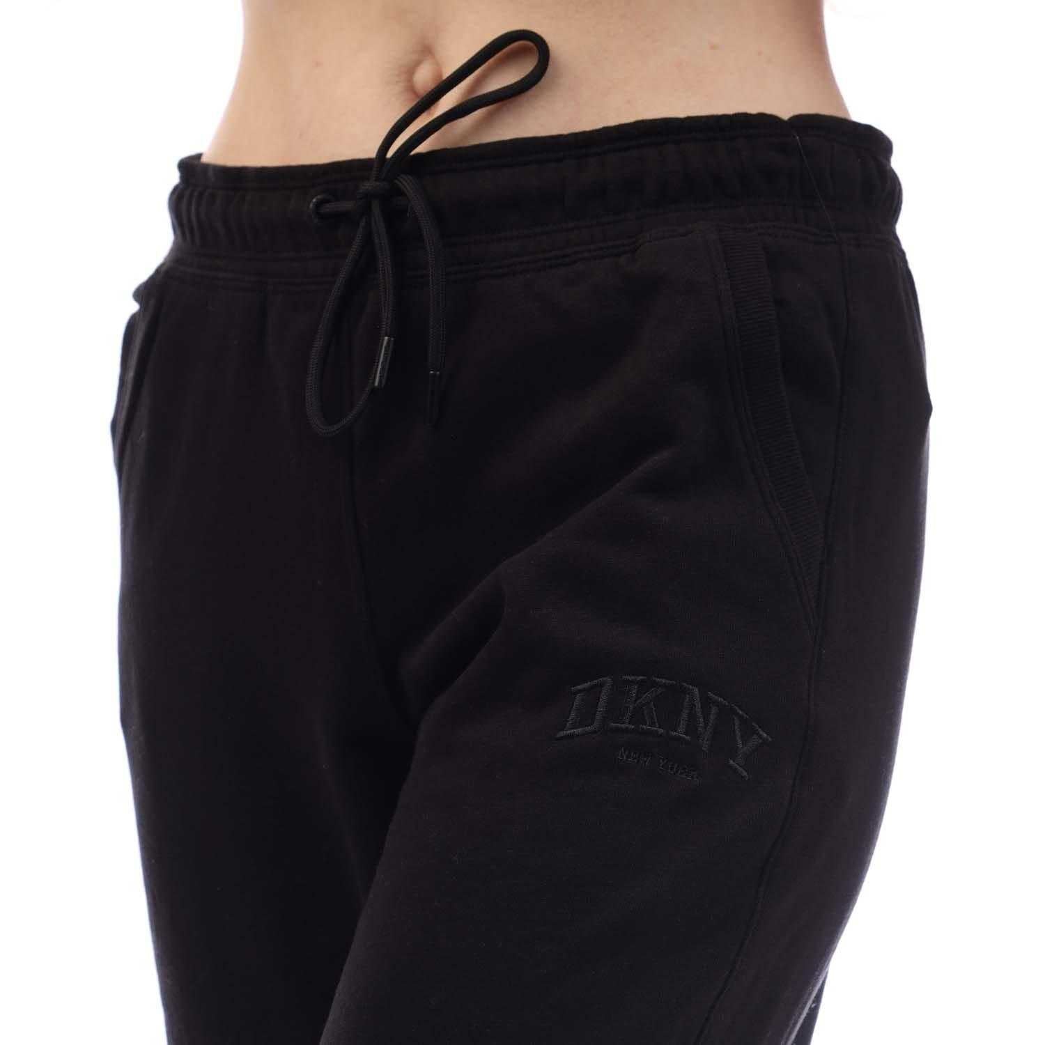 Black - Side - DKNY Womens-Ladies Varsity Logo Jogging Bottoms