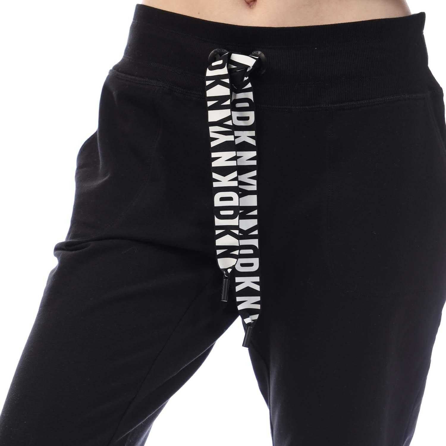 Black - Side - DKNY Womens-Ladies Two Tone Cuffed Jogging Bottoms