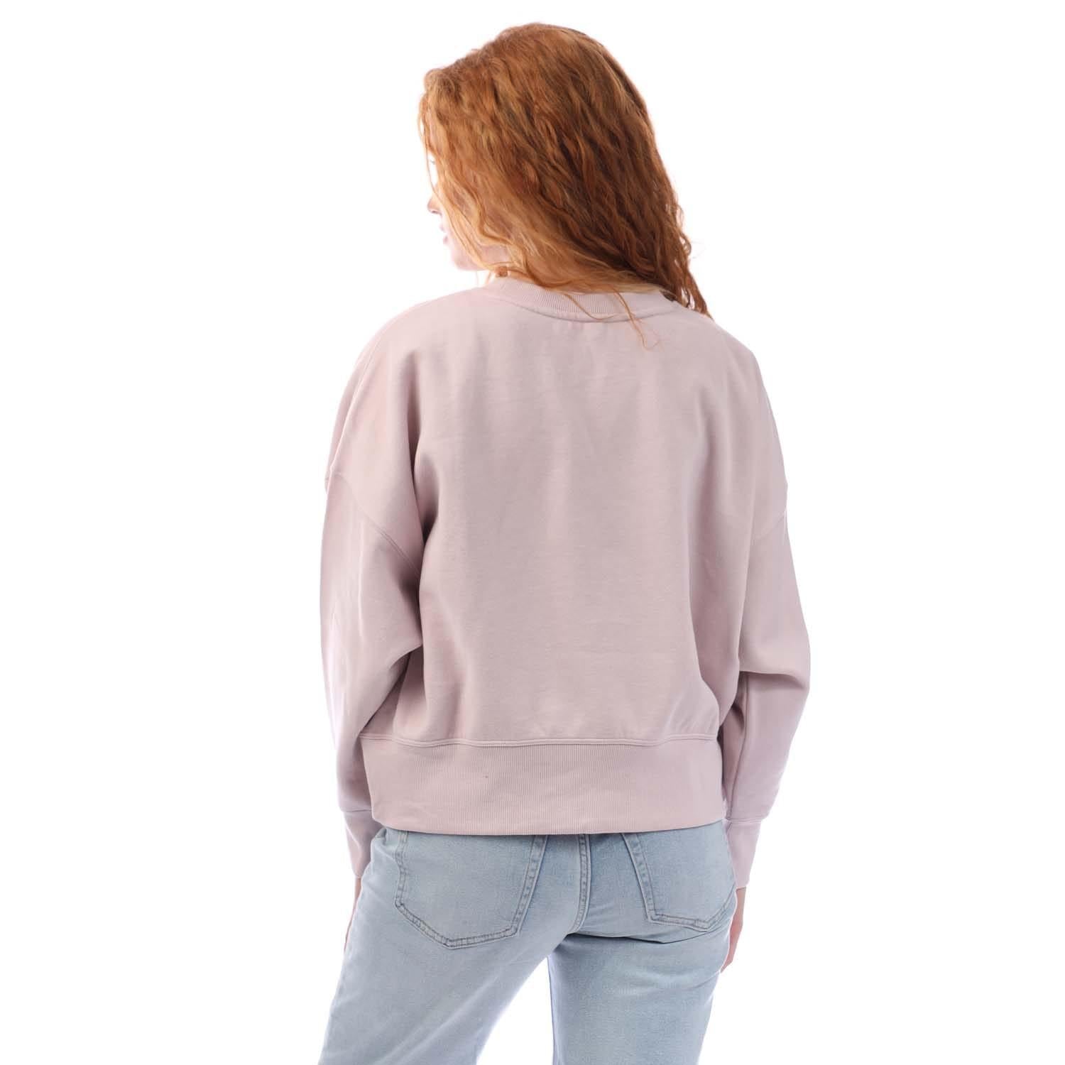 Baby Pink - Side - DKNY Womens-Ladies Crosswalk Rhinestone Crew Neck Sweatshirt