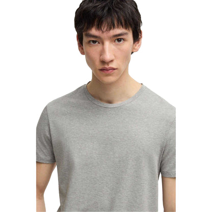 Grey - Side - Hugo Mens Stretch Slim T-Shirt (Pack of 2)