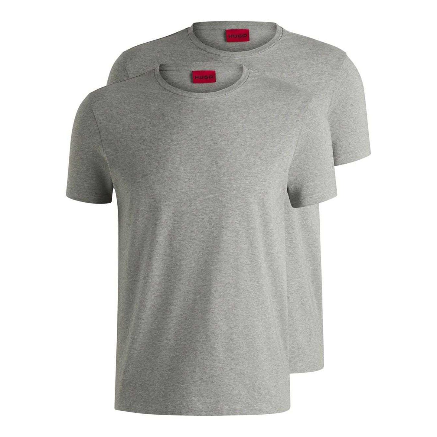 Grey - Front - Hugo Mens Stretch Slim T-Shirt (Pack of 2)