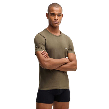 White-Brown-Black - Back - Boss Mens Embroidered Logo T-Shirt (Pack of 3)