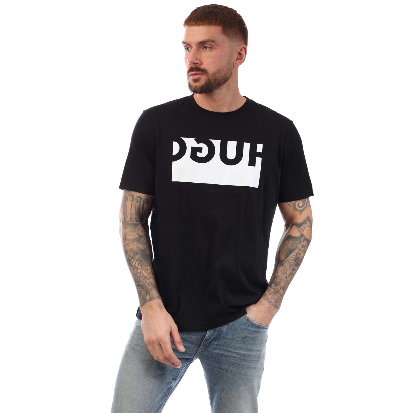 Black - Front - Hugo Mens Doguh T-Shirt