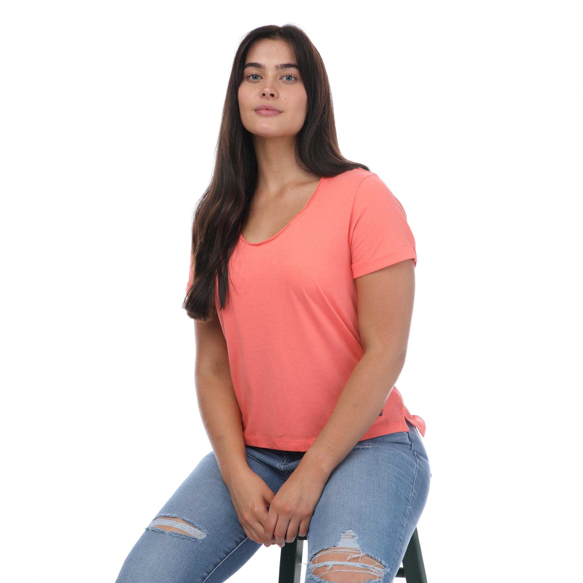 Pink - Side - Ted Baker Womens-Ladies Miarna V Neck T-Shirt