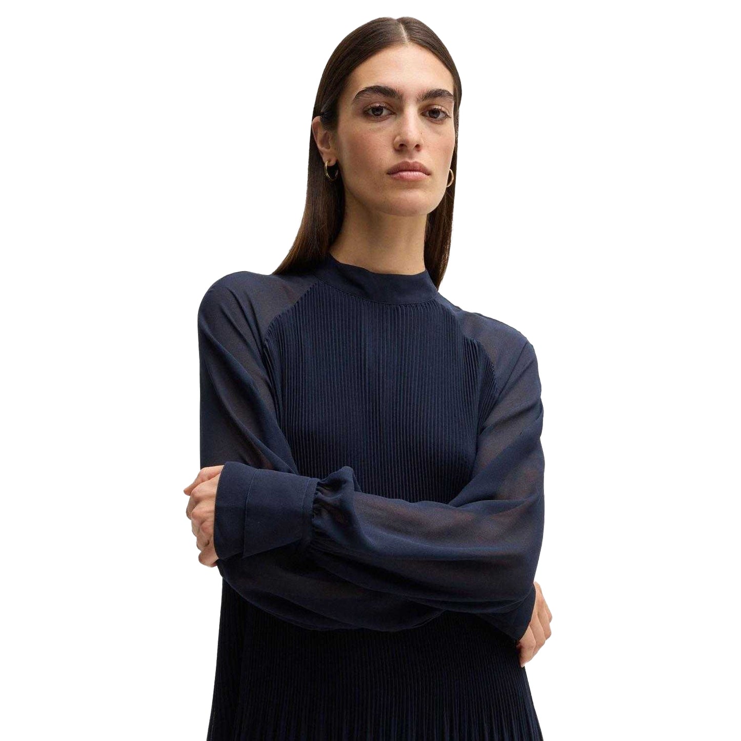 Dark Blue - Back - Boss Womens-Ladies Dolumi High-Neck Dress