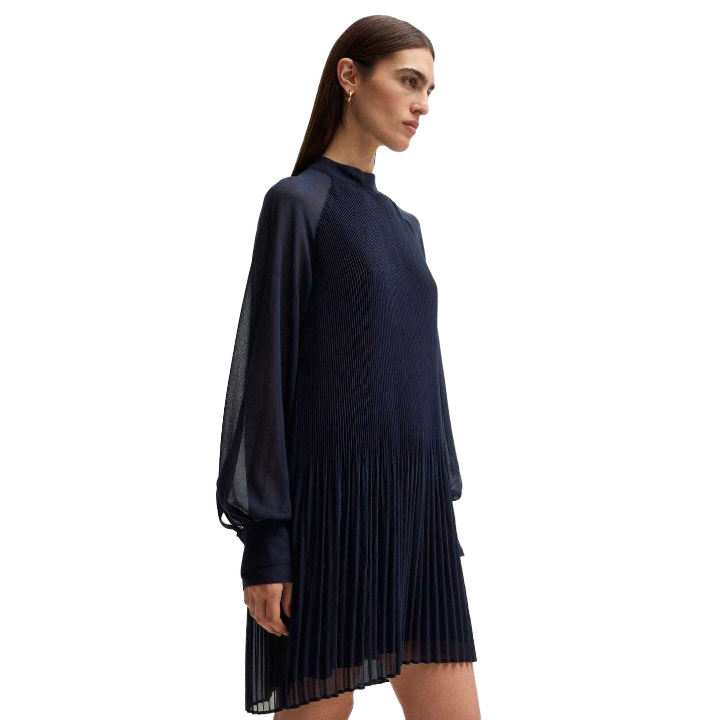 Dark Blue - Side - Boss Womens-Ladies Dolumi High-Neck Dress