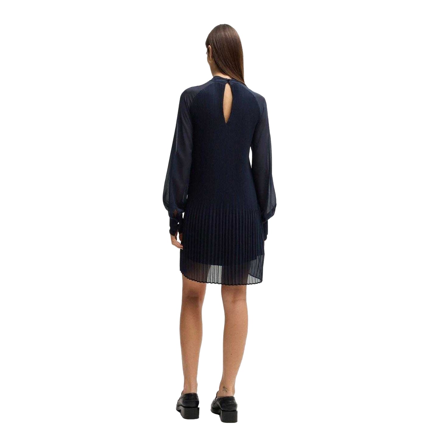 Dark Blue - Pack Shot - Boss Womens-Ladies Dolumi High-Neck Dress
