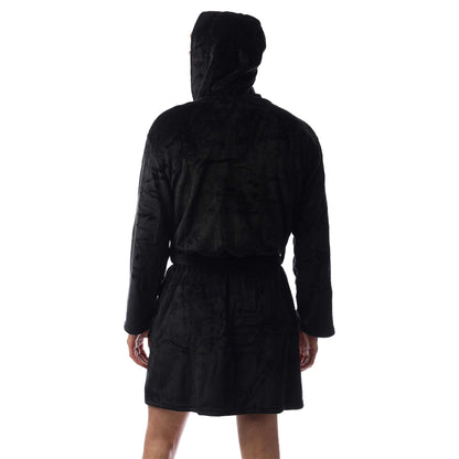 Black - Back - Nicce Mens Kuzner Plain Dressing Gown