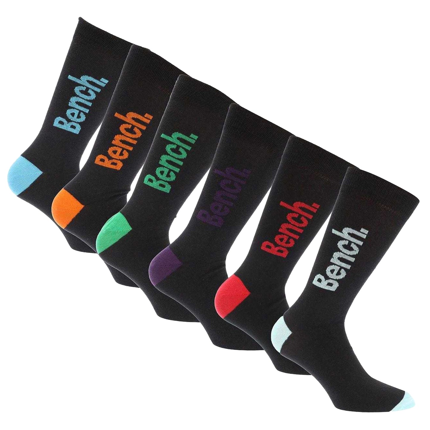 Black - Front - Bench Unisex Adult Reven Dress Socks (Pack of 7)