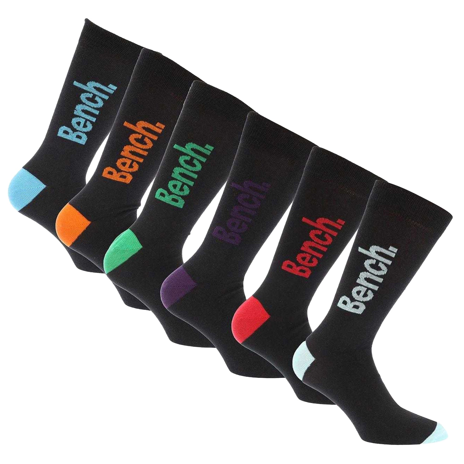 Black - Front - Bench Unisex Adult Reven Dress Socks (Pack of 7)