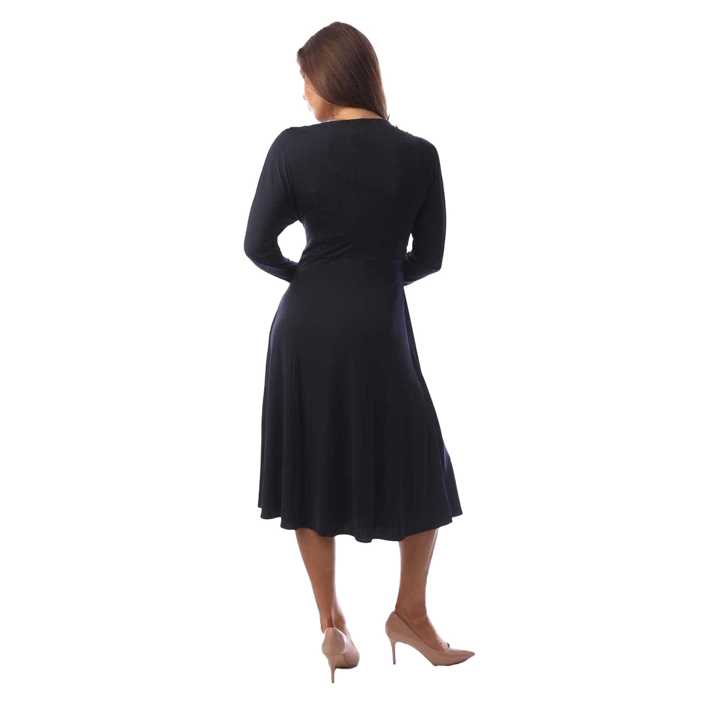 Dark Blue - Back - Boss Womens-Ladies Ettita Wrap Front Midi Dress