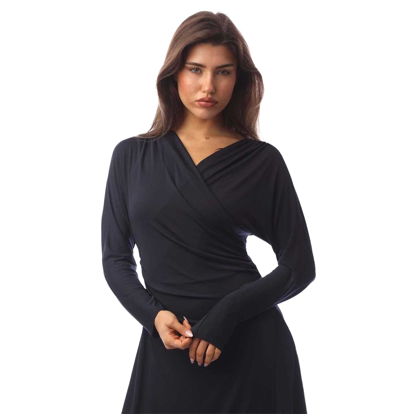 Dark Blue - Side - Boss Womens-Ladies Ettita Wrap Front Midi Dress
