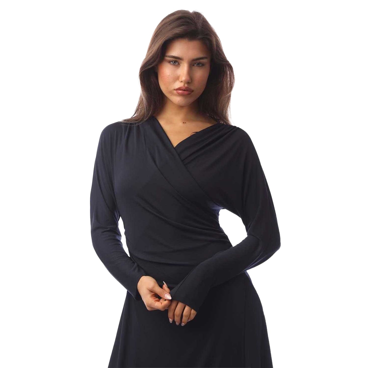 Dark Blue - Side - Boss Womens-Ladies Ettita Wrap Front Midi Dress