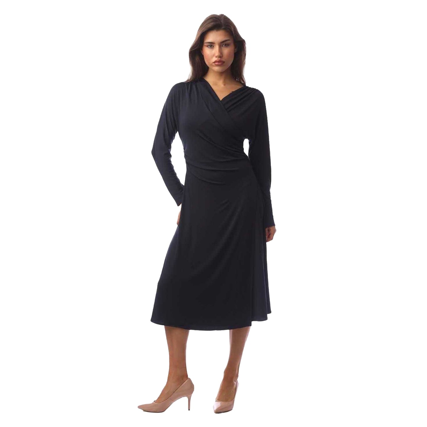 Dark Blue - Front - Boss Womens-Ladies Ettita Wrap Front Midi Dress
