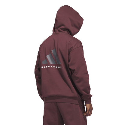 Red - Side - Adidas Unisex Adult Fleece Basketball Hoodie