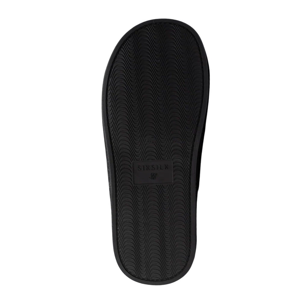 Black - Side - SikSilk Womens-Ladies Embroidered Logo Slippers