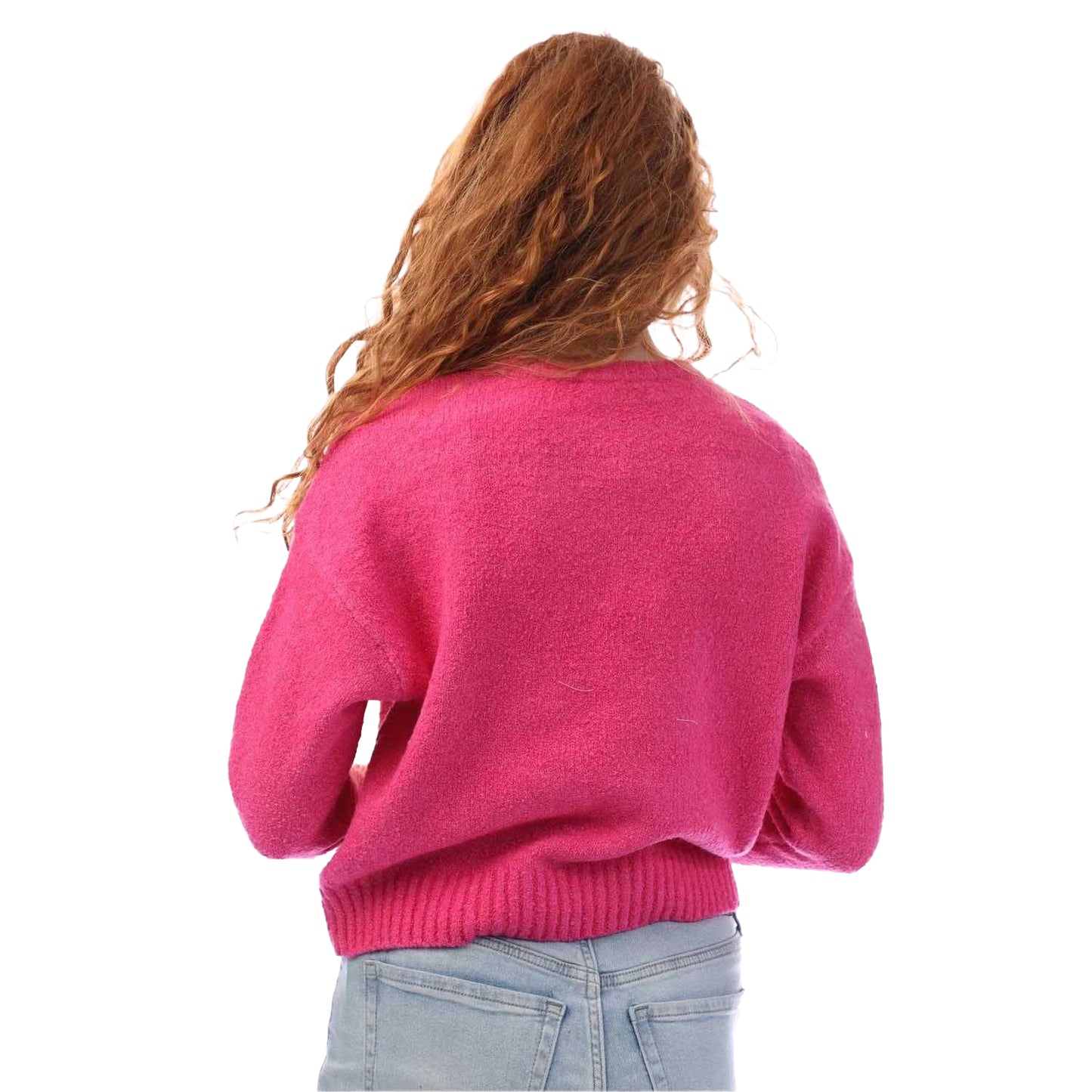 Pink - Back - DKNY Womens-Ladies Tinsel Bouclé Logo Sweatshirt
