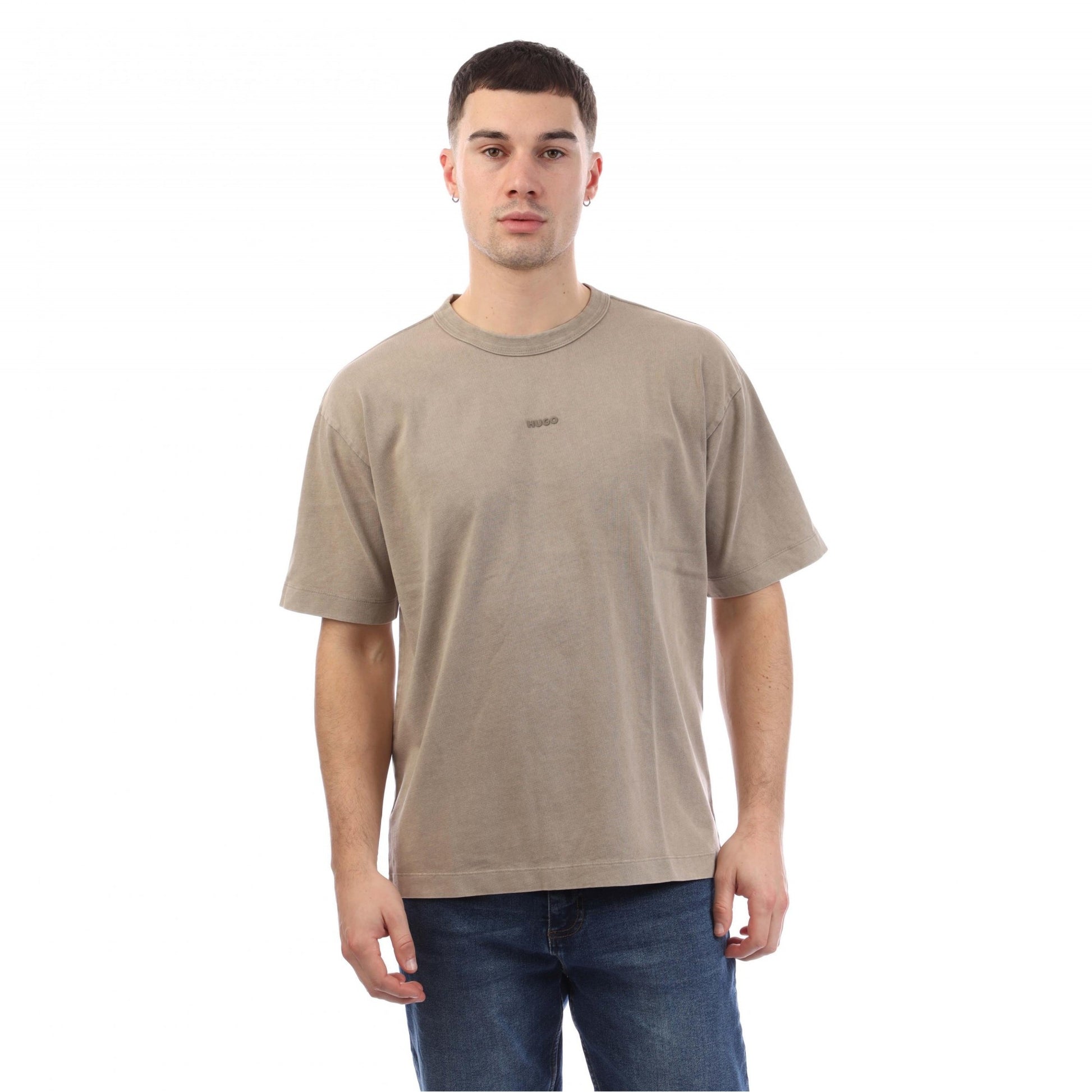 Brown - Front - Hugo Mens Docku Logo T-Shirt