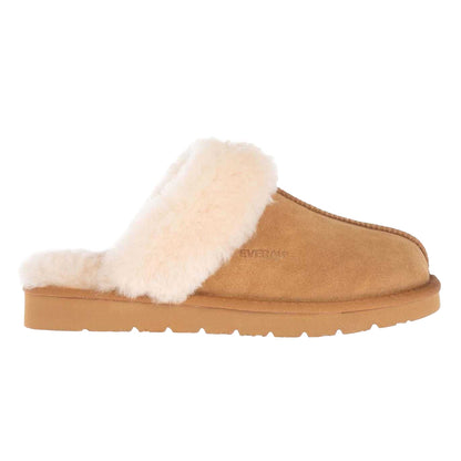 Chestnut - Side - EverAu Womens-Ladies Raven Cow Suede Slippers