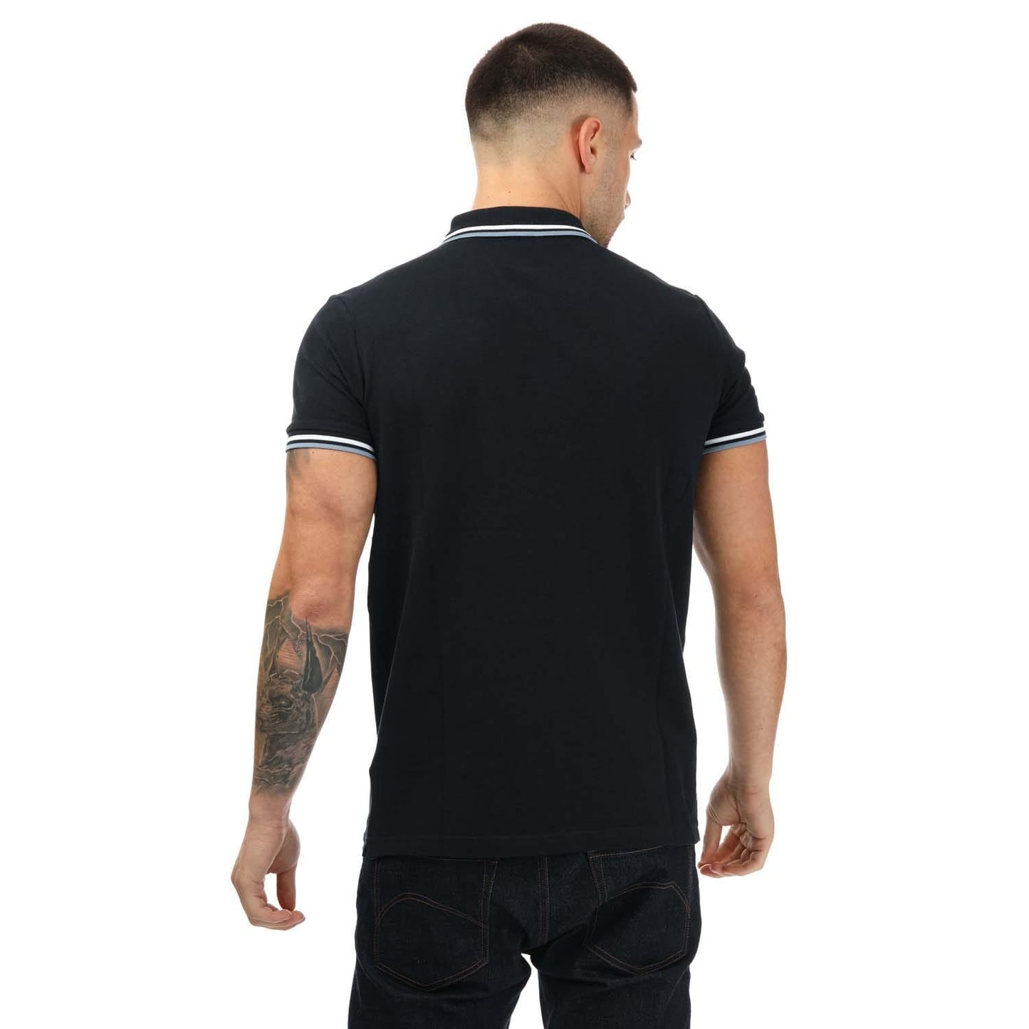 Navy - Back - Weekend Offender Mens Vancouver Tipped Polo Shirt