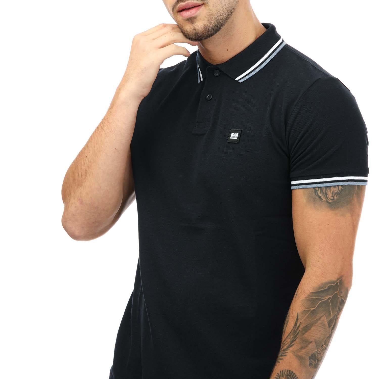 Navy - Pack Shot - Weekend Offender Mens Vancouver Tipped Polo Shirt