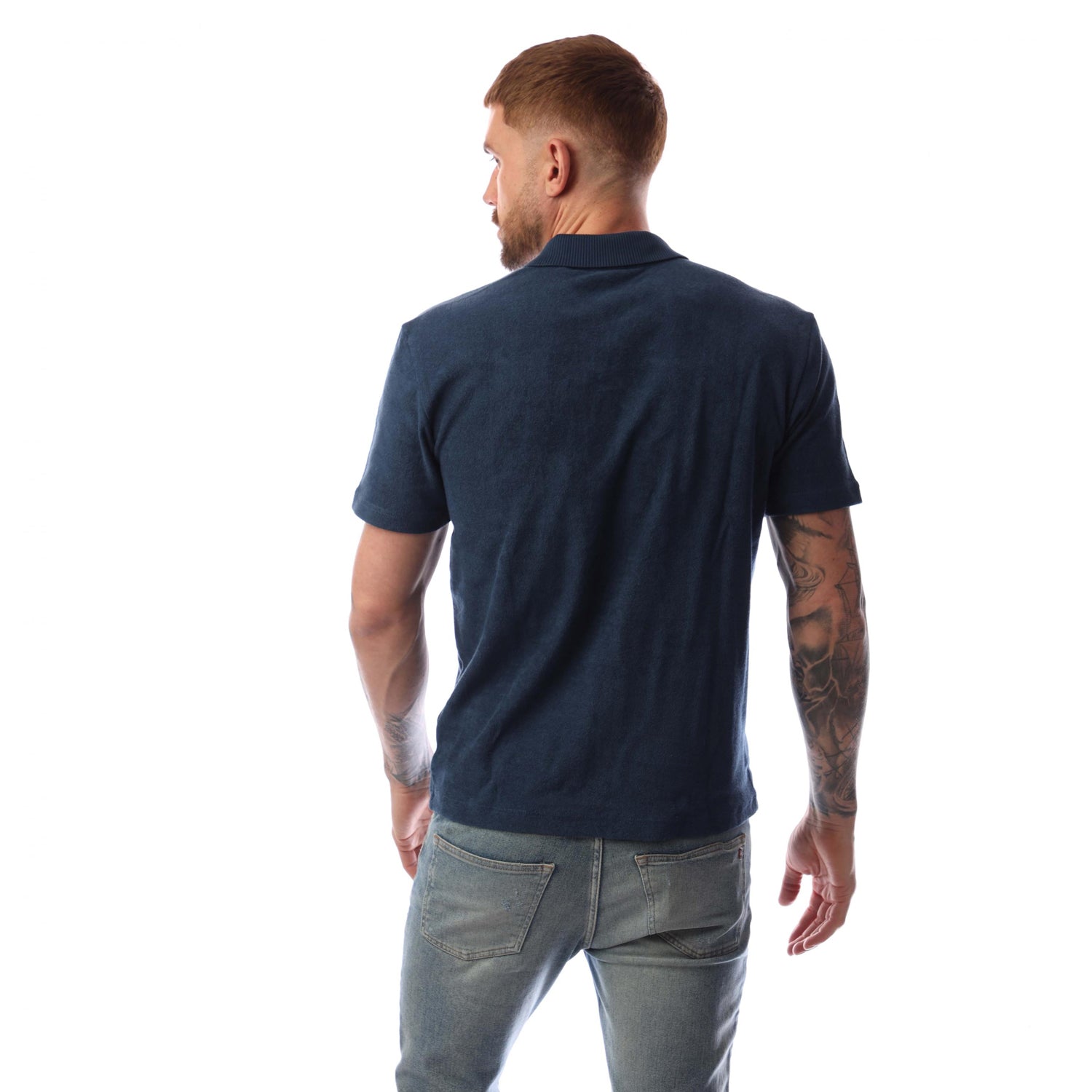 Blue - Back - Boss Mens Doubletowel Polo Shirt